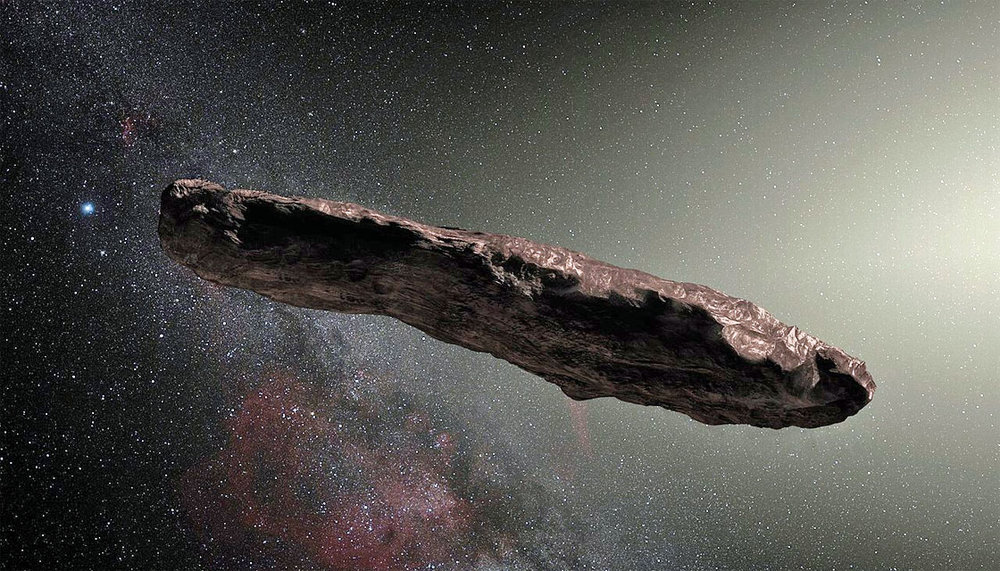  Oumuamua, representación artística, crédito de la imagen: Observatorio Europeo del Sur.   